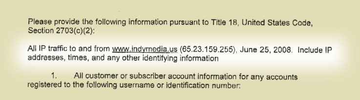 Subpoena excerpt