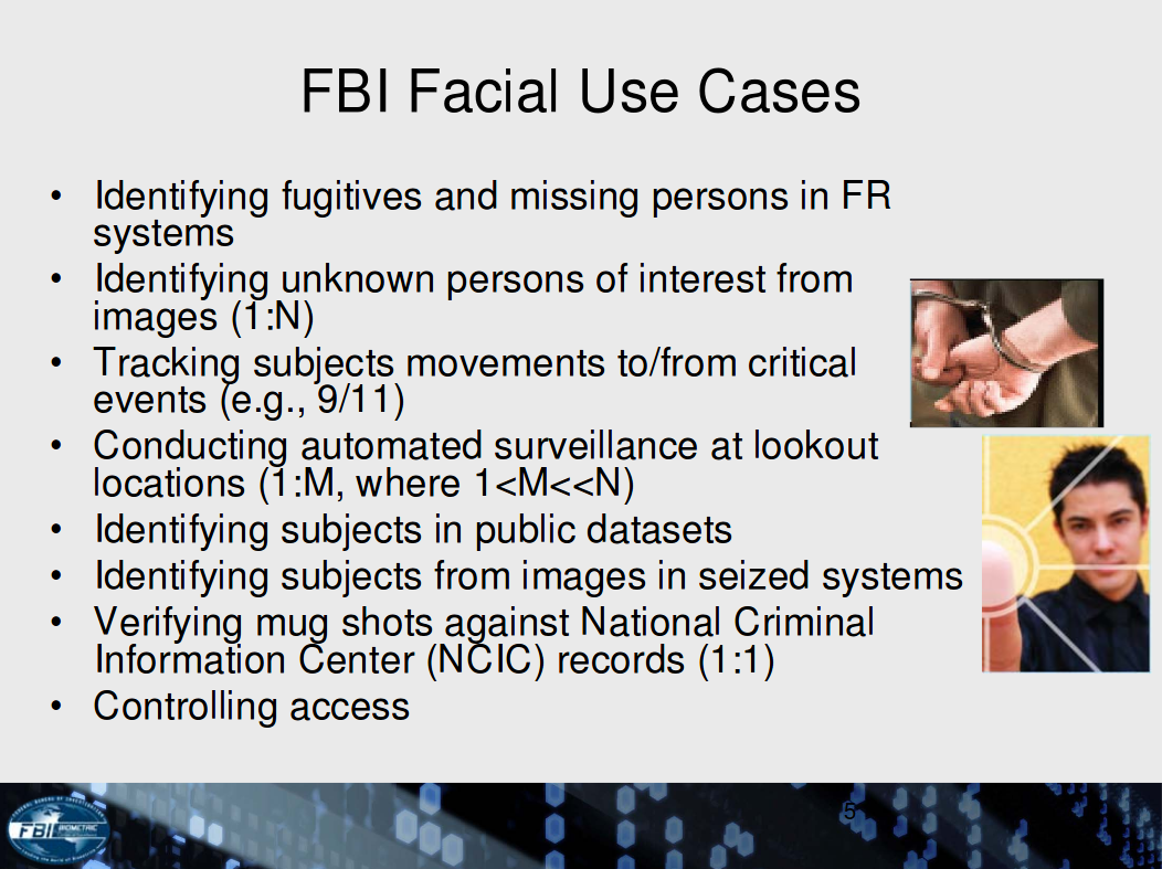 //claw.xcuda.de/document/fbi-facial-recognition-initiatives-presentation-2010-biometrics-conference. FBI presentation slide on NGI