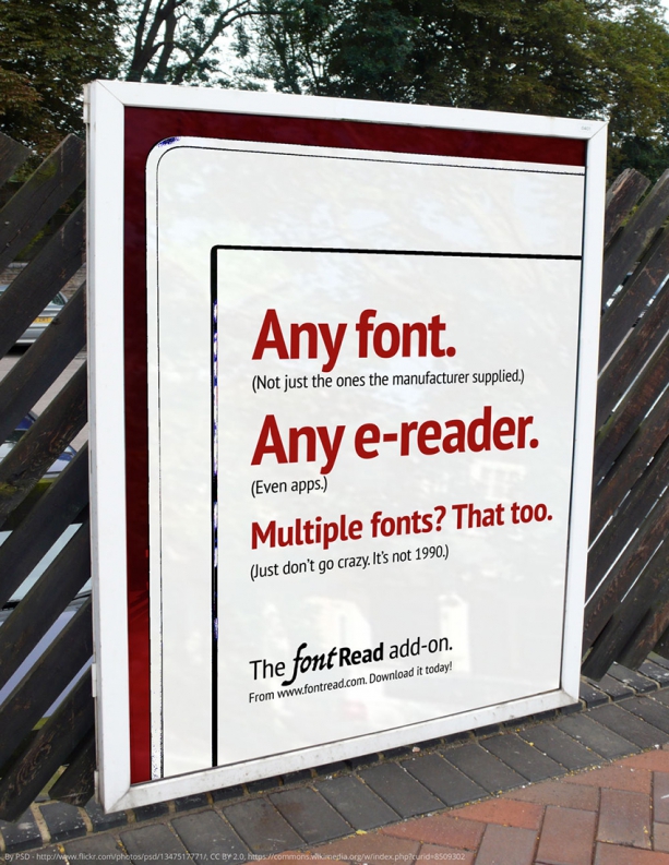 <h2>Fonts on e-readers</h2><div class="author">Nicola Ginzler</div><p>In today's world, your ability to choose something as everyday as a typeface depends on the permission of the company that made your device and the software that runs on it. Choosing your typeface may seem like a novelty, but type design can have far-ranging implications for accessibility (some fonts are optimized for people with dyslexia and other cognitive print disabilities), clarity (other fonts are optimized the minimize the chance of mistaking one character for another, critical for technical applications), and even culture (the right to choose a script that matches the language you're reading can make all the difference).</p><a href="https://claw.xcuda.de/files/missing-devices/8-fonts-on-ereaders.pdf" class="download">Download .pdf