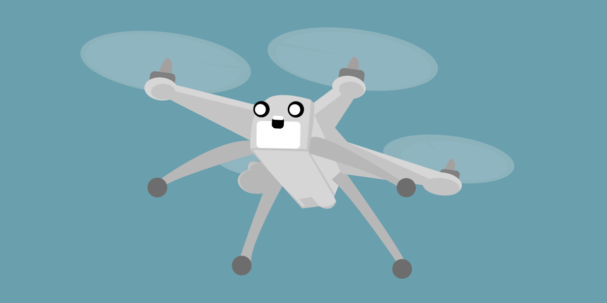 a happy drone in the sky