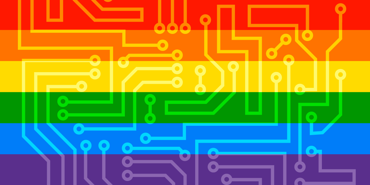 Rainbow Pride Flag Rainbow Pride Flag with circuit board texture