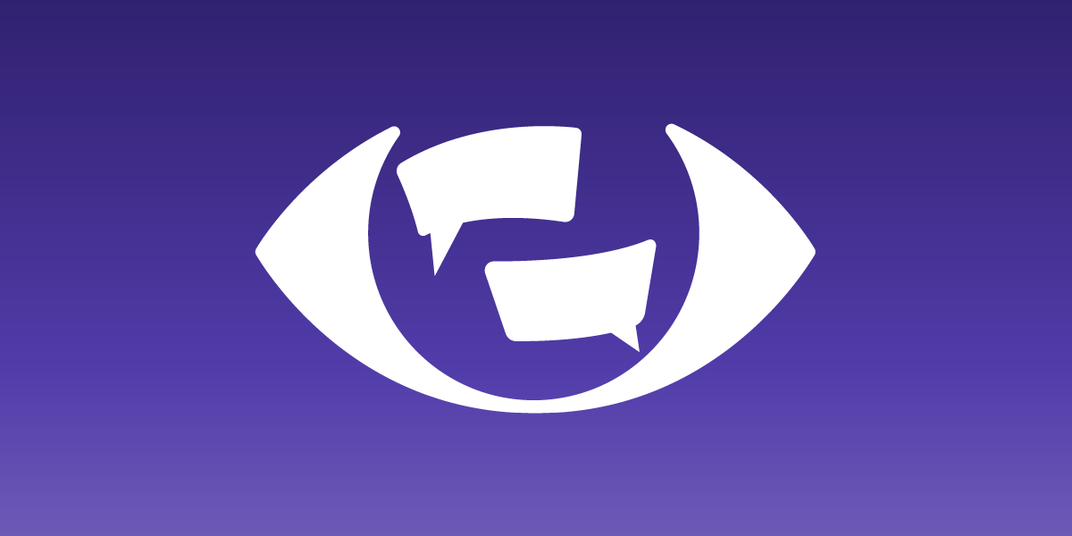 Stop Scanning Us Image of two chat boxes inside the iris of an eye