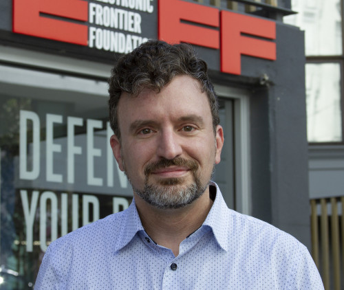 Photo by Hugh D'Andrade for EFF Mitch Stoltz headshot