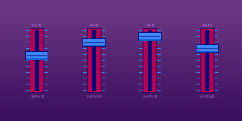 4 volume controls for fair use on purple background