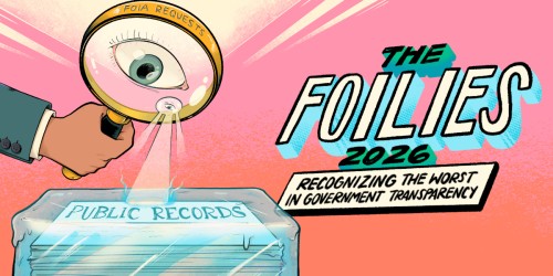 A magnifying glass melts an ice block containing public records