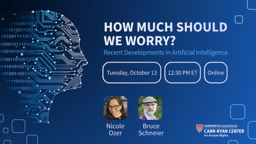 How Much Should We Worry? Recent Developments in Artificial Intelligence Blue and White text