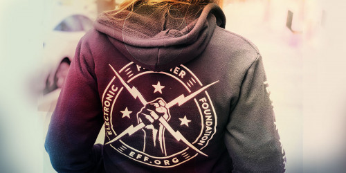 EFF Staffer wearing EFF hoodie EFF Staffer wearing EFF hoodie