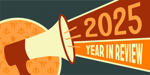 Bullhorn with "2025 Year in Review" coming out of it in bold letters
